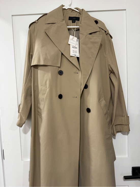 Zara Jackets & Blazers - Zara Khaki Trench Coat with Black Buttons